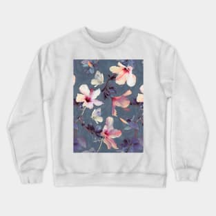 Butterflies and Hibiscus Flowers - a painted pattern Crewneck Sweatshirt